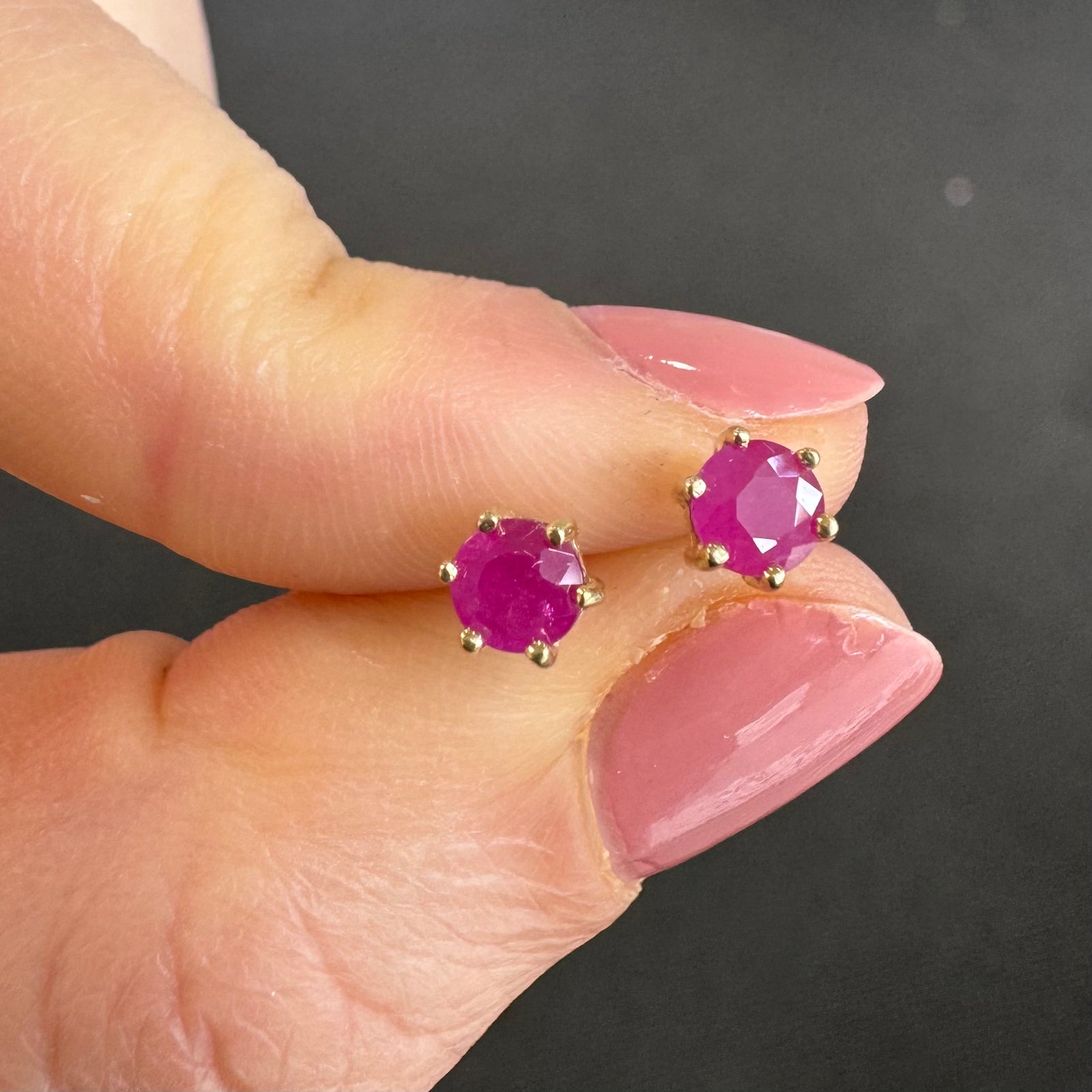 9ct Yellow Gold Natural Ruby Stud Earrings - B & S Lyncris Jewellers