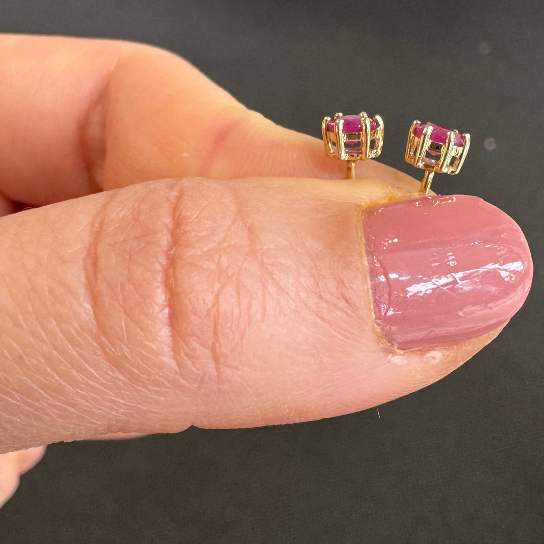 9ct Yellow Gold Natural Ruby Stud Earrings
