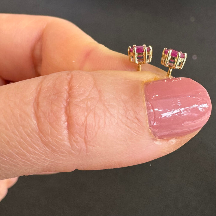 9ct Yellow Gold Natural Ruby Stud Earrings