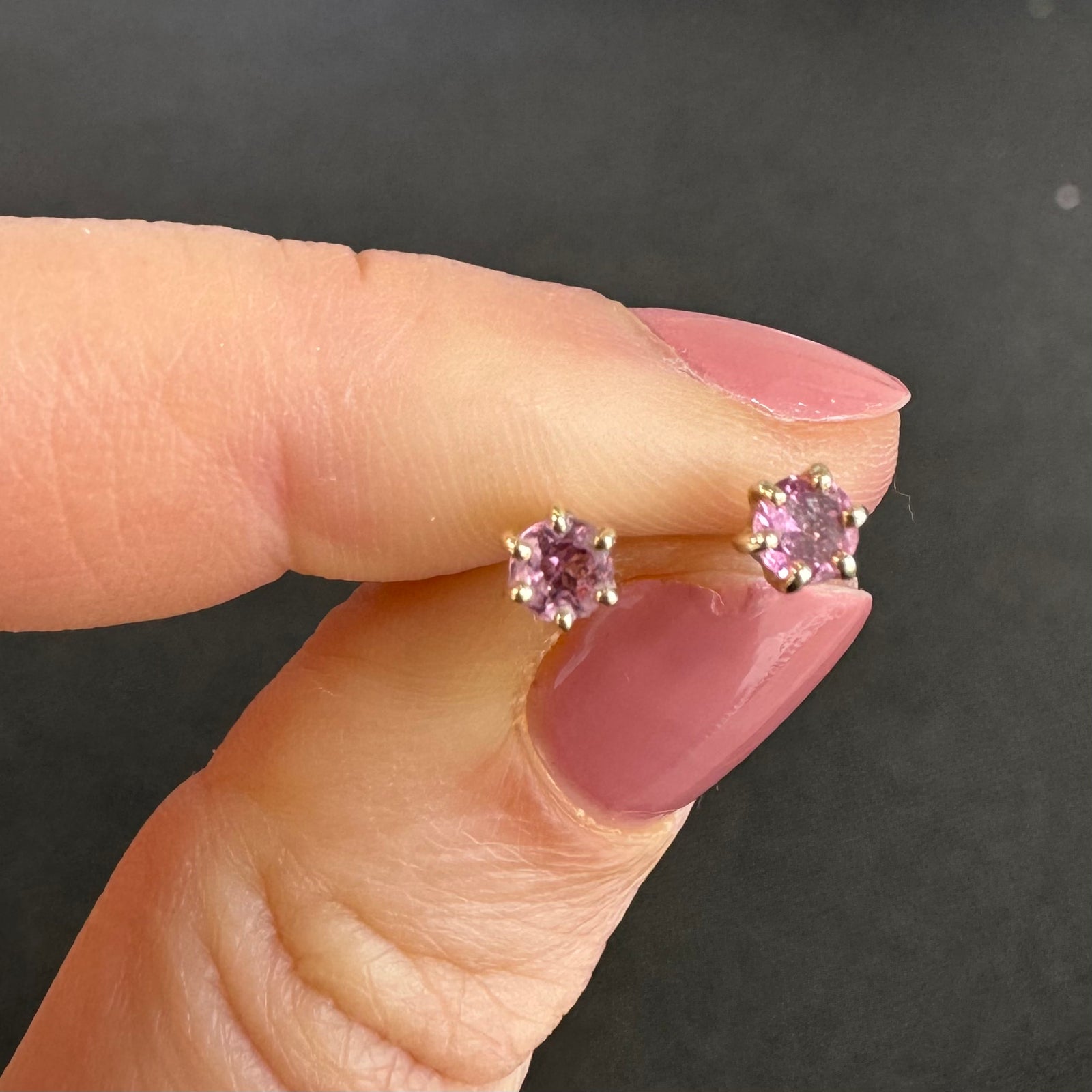 9ct Yellow Gold Pink Tourmaline Stud Earrings - B & S Lyncris Jewellers