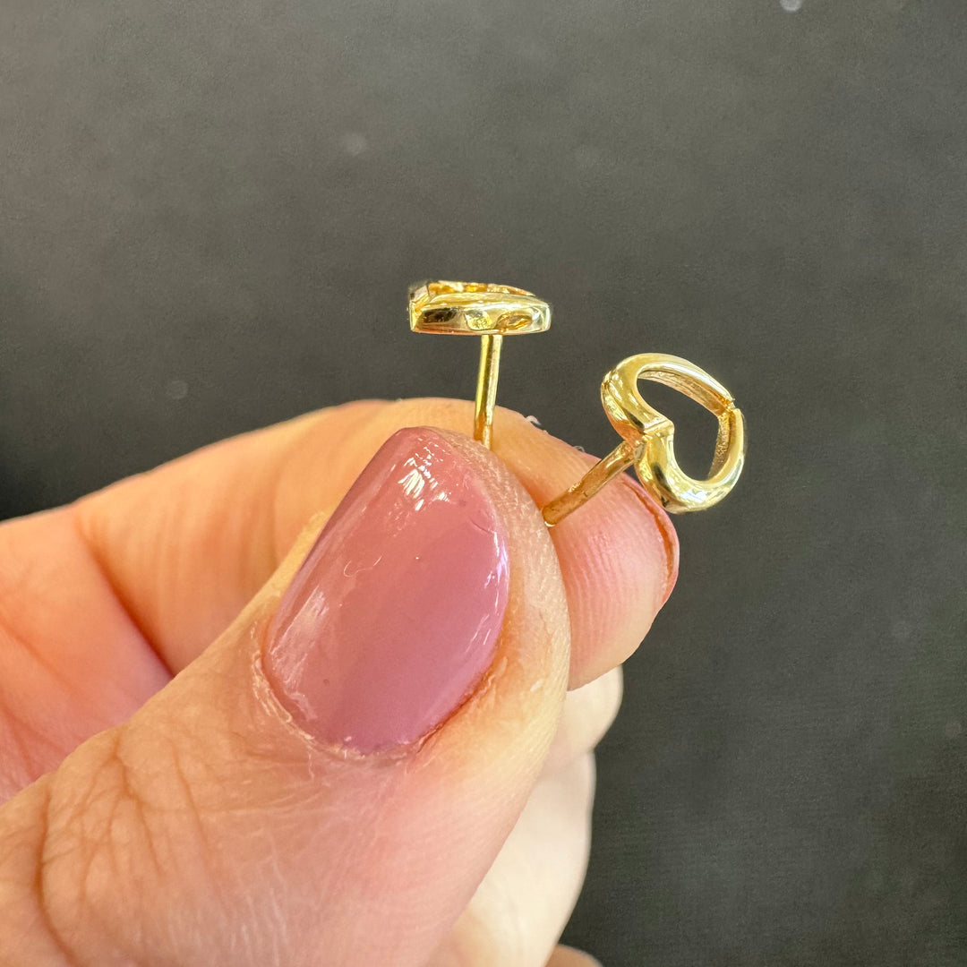 9ct Yellow Gold Love Heart Stud Earrings