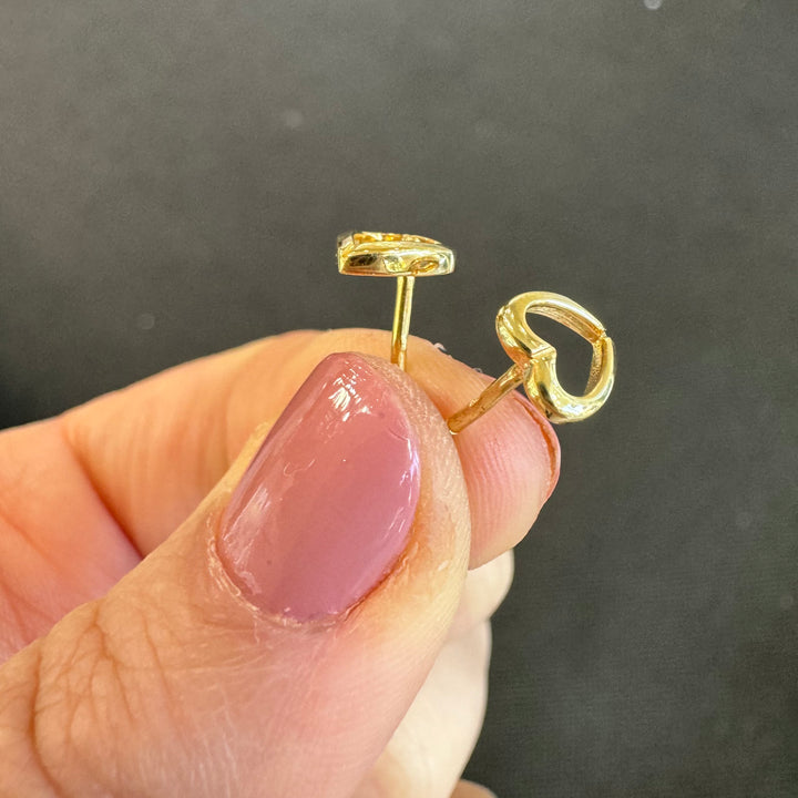 9ct Yellow Gold Love Heart Stud Earrings