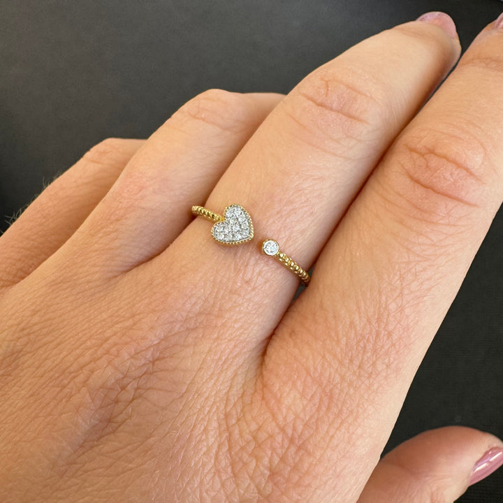 9ct Yellow Gold Diamond Love Heart Ring