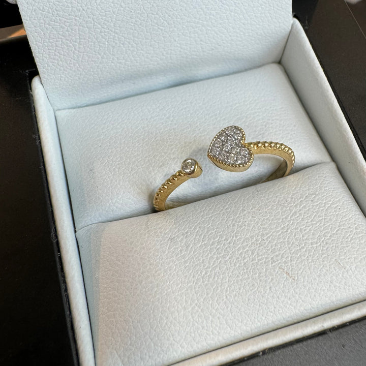 9ct Yellow Gold Diamond Love Heart Ring
