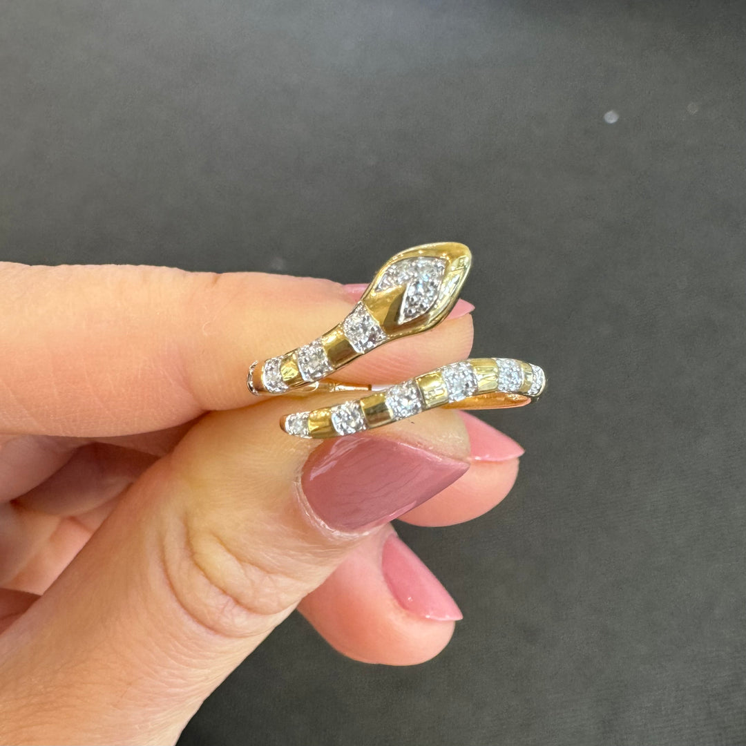 9ct Yellow Gold Diamond Snake Ring
