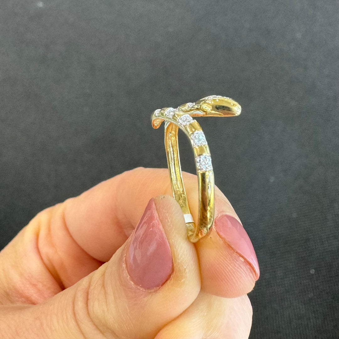 9ct Yellow Gold Diamond Snake Ring