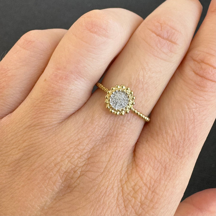 9ct Yellow Gold Diamond Pave Halo Ring