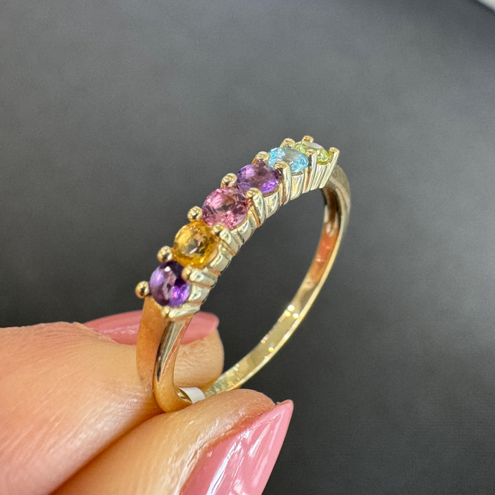 9ct Yellow Gold Colourful Gemstone Ring