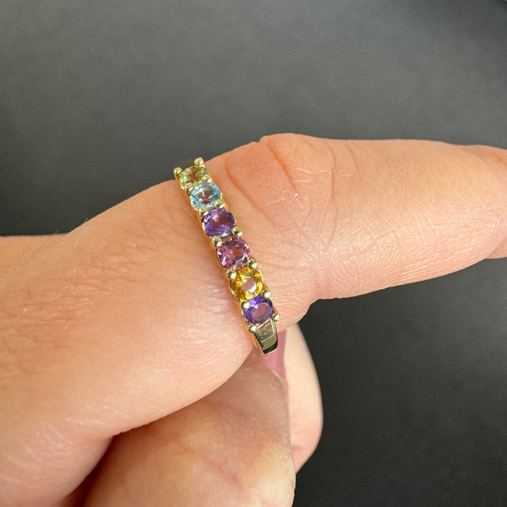9ct Yellow Gold Colourful Gemstone Ring