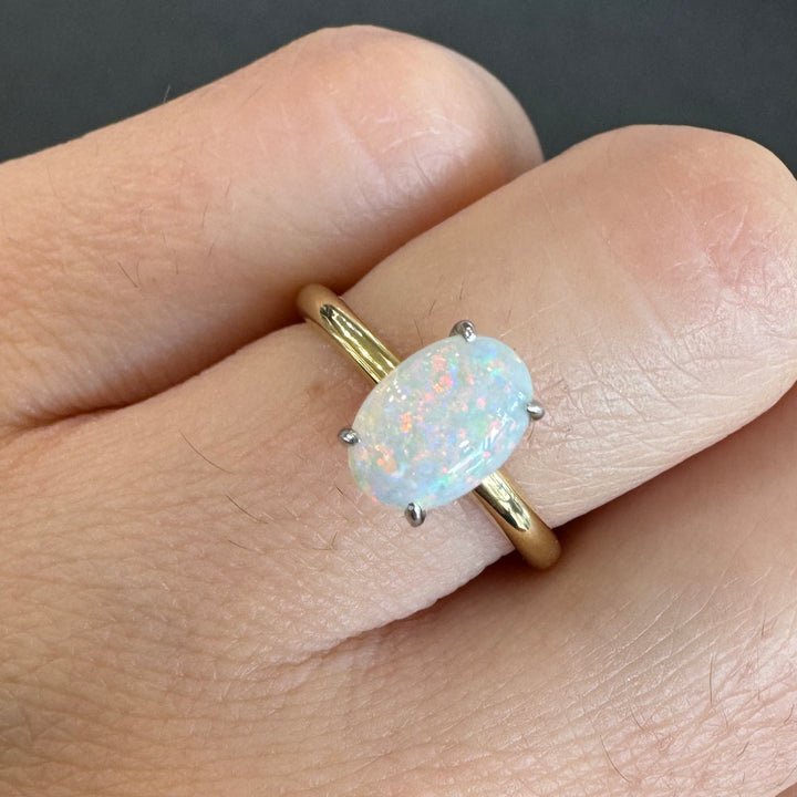 18ct Yellow Gold Solid Opal Ring