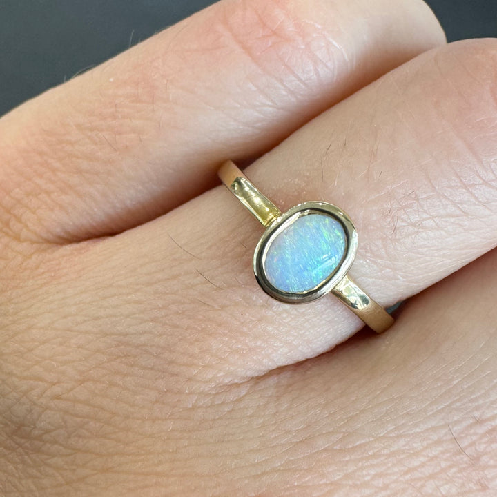 9ct Yellow Gold Solid Opal Bezel Ring