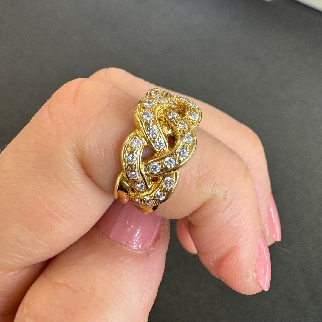 18ct Yellow Gold Diamond Knot Ring