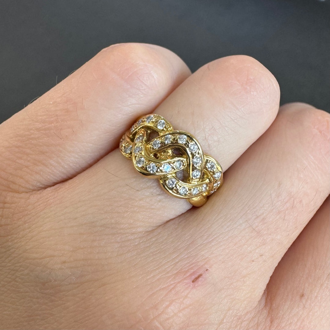 18ct Yellow Gold Diamond Knot Ring