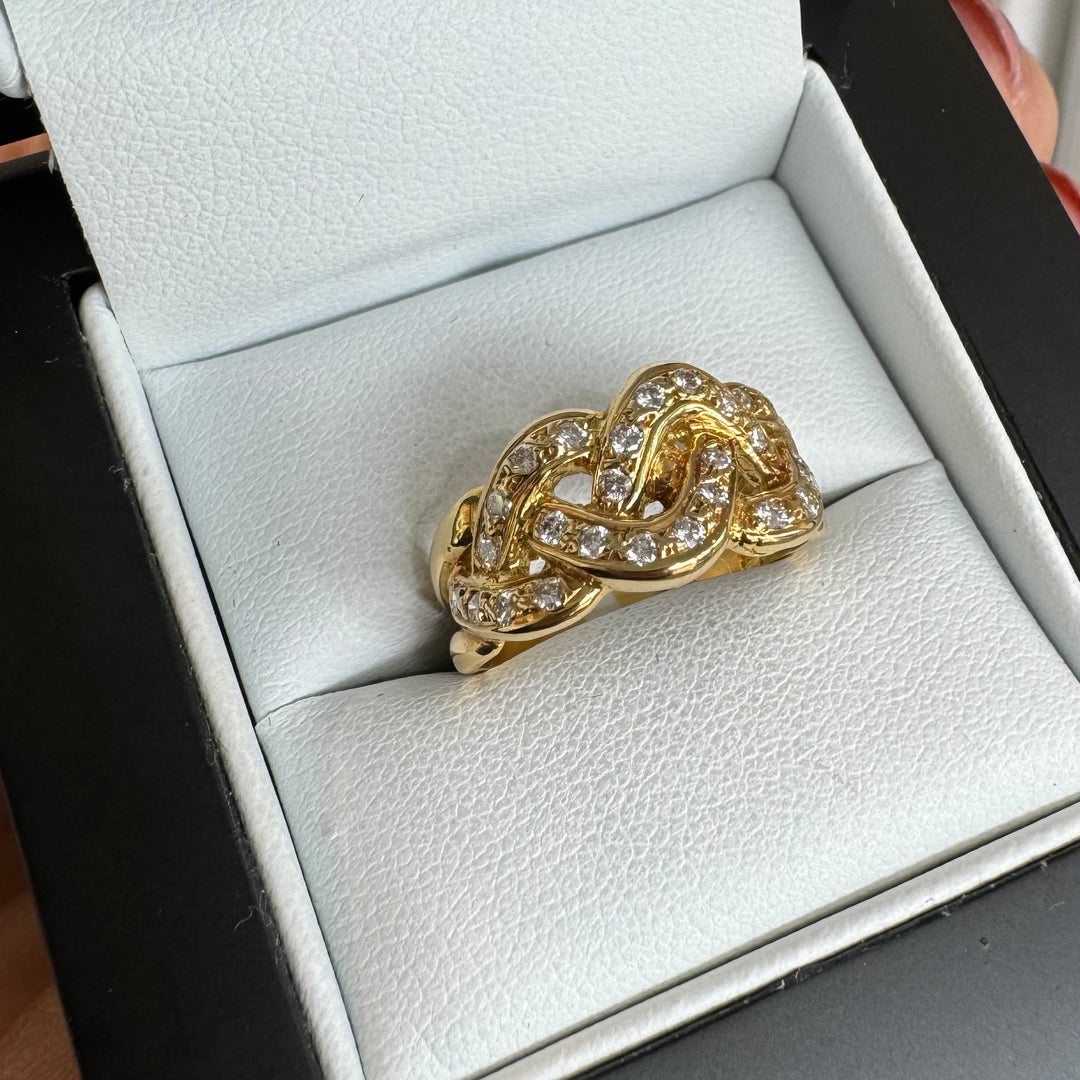 18ct Yellow Gold Diamond Knot Ring