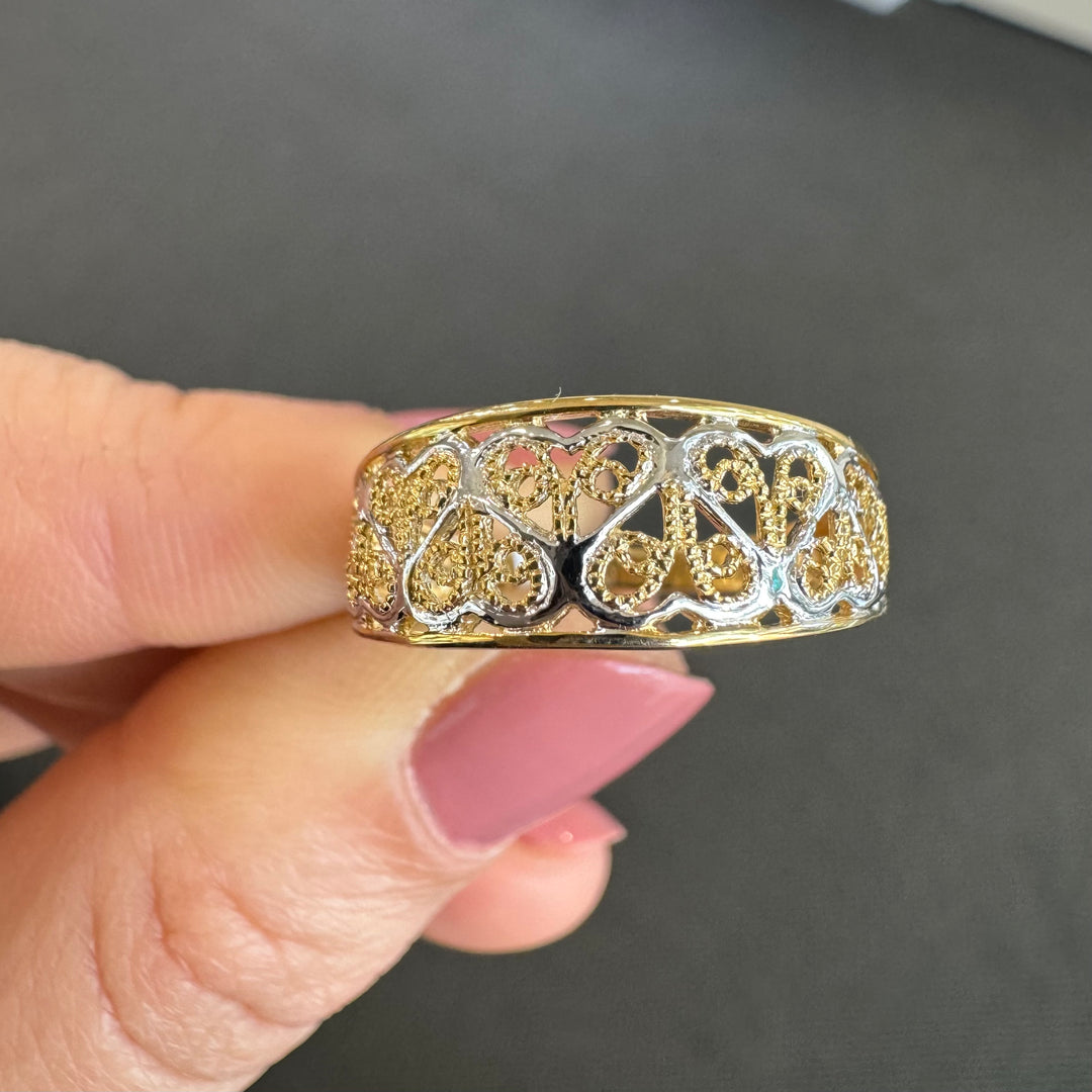 9ct Yellow & White Gold Filigree Ring