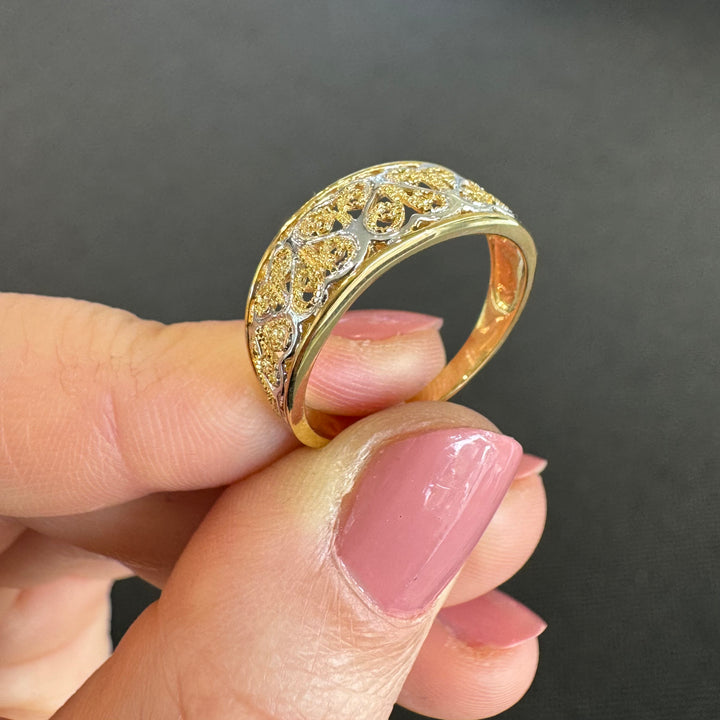9ct Yellow & White Gold Filigree Ring