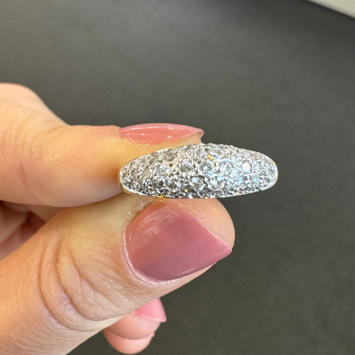 18ct Yellow & White Gold Pave Domed Diamond Ring