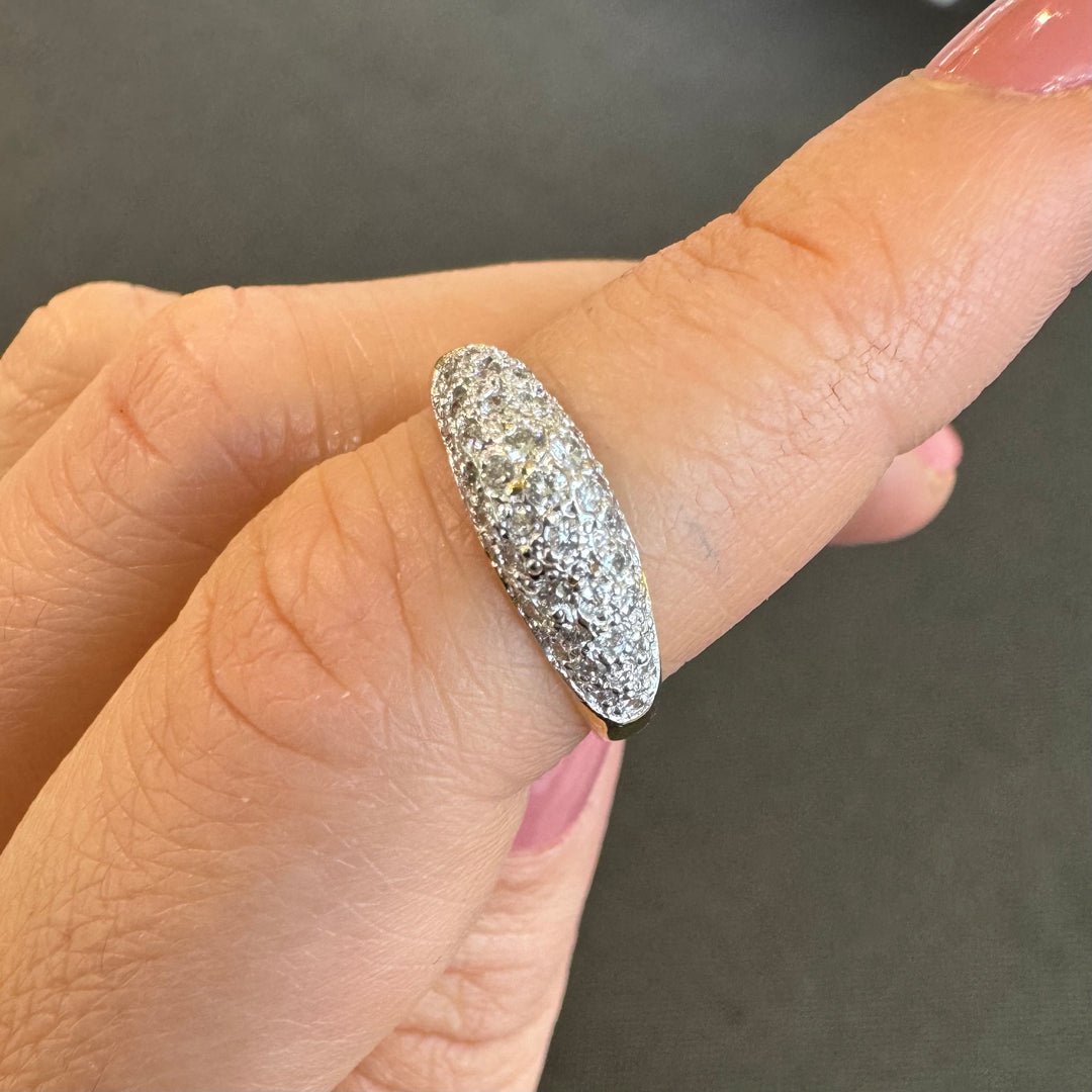 18ct Yellow & White Gold Pave Domed Diamond Ring