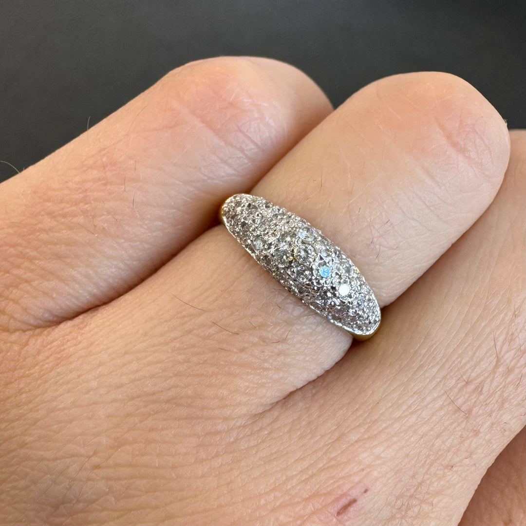 18ct Yellow & White Gold Pave Domed Diamond Ring