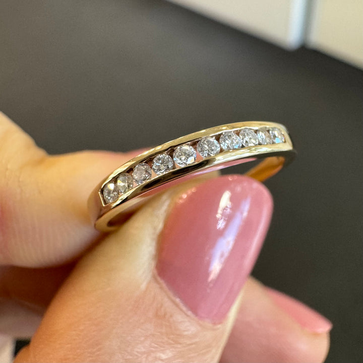 9ct Yellow Gold Channel Set Diamond Ring