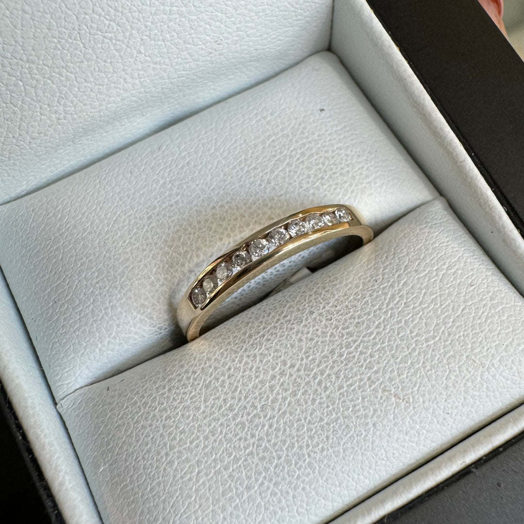 9ct Yellow Gold Channel Set Diamond Ring