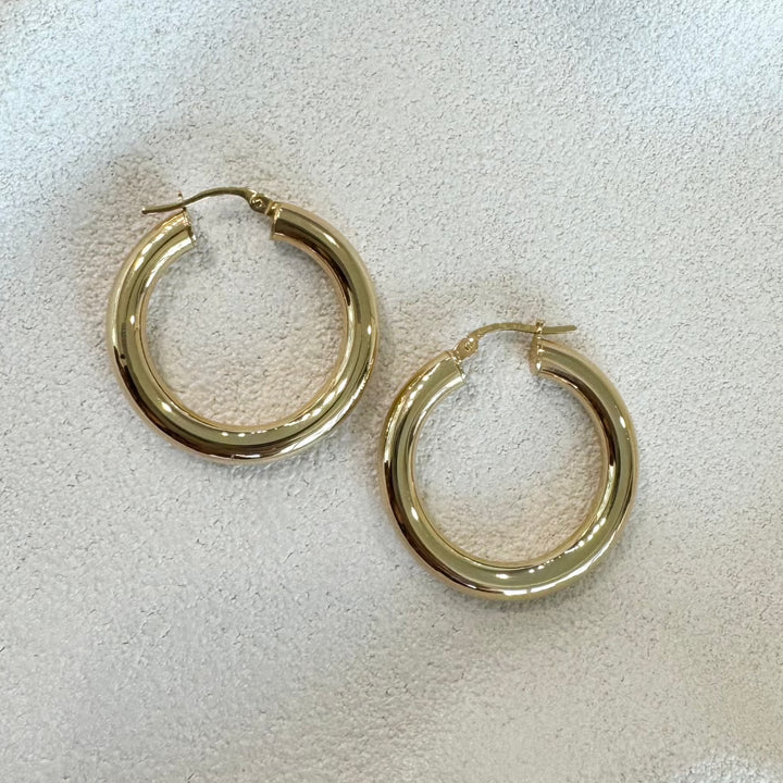 9ct Yellow Gold Chunky Tubular Hoop Earrings
