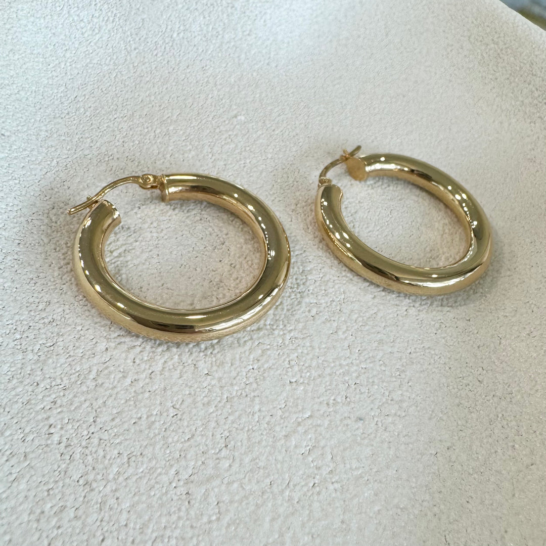 9ct Yellow Gold Chunky Tubular Hoop Earrings