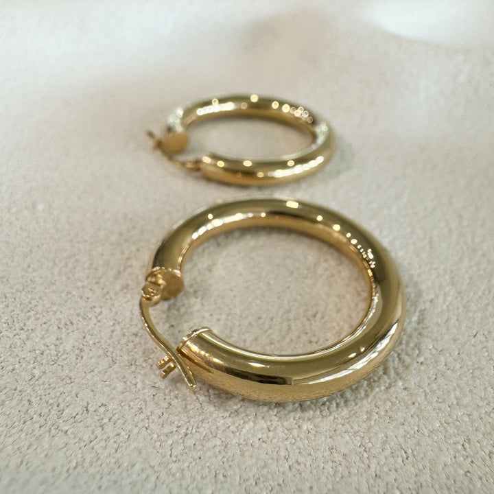 9ct Yellow Gold Chunky Tubular Hoop Earrings