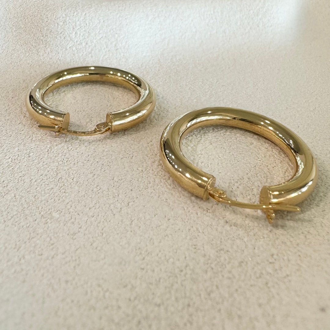 9ct Yellow Gold Chunky Tubular Hoop Earrings