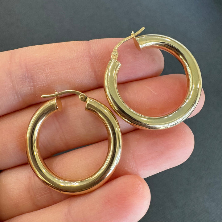 9ct Yellow Gold Chunky Tubular Hoop Earrings