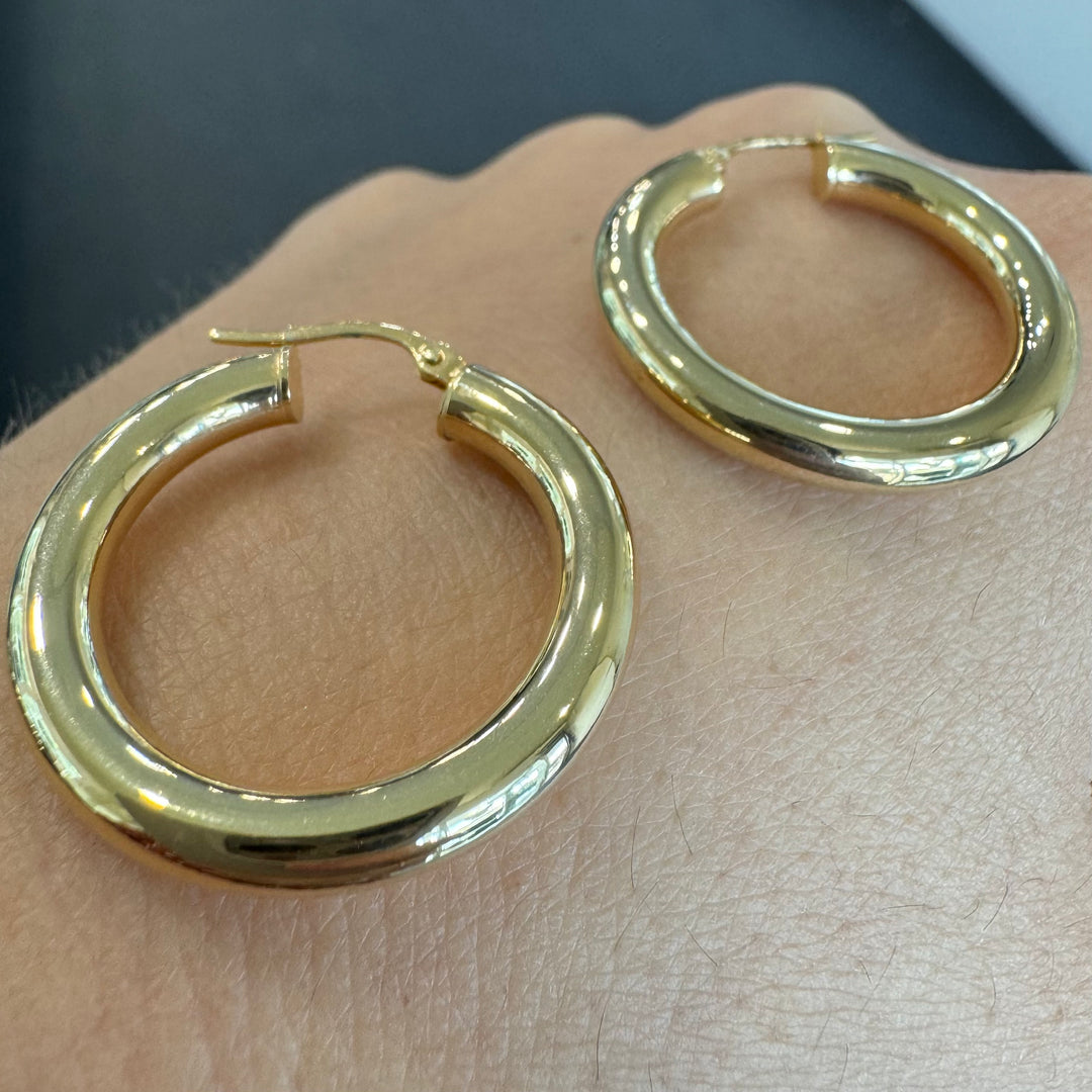 9ct Yellow Gold Chunky Tubular Hoop Earrings