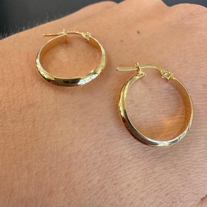 9ct Yellow Gold Knife-Edge Hoop Earrings