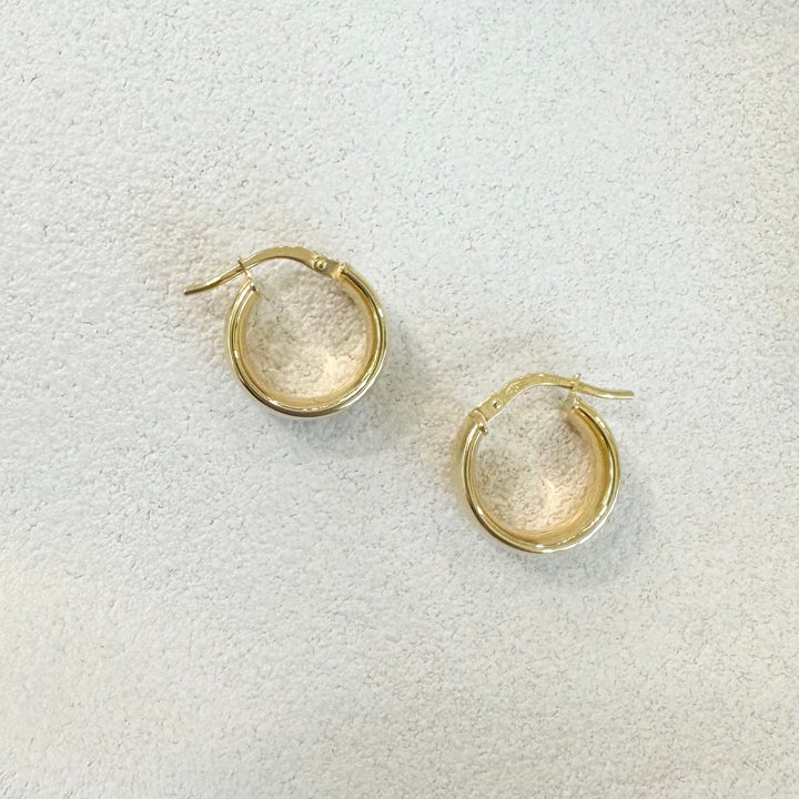 9ct Yellow Gold Chunky Flat Hoop Earrings