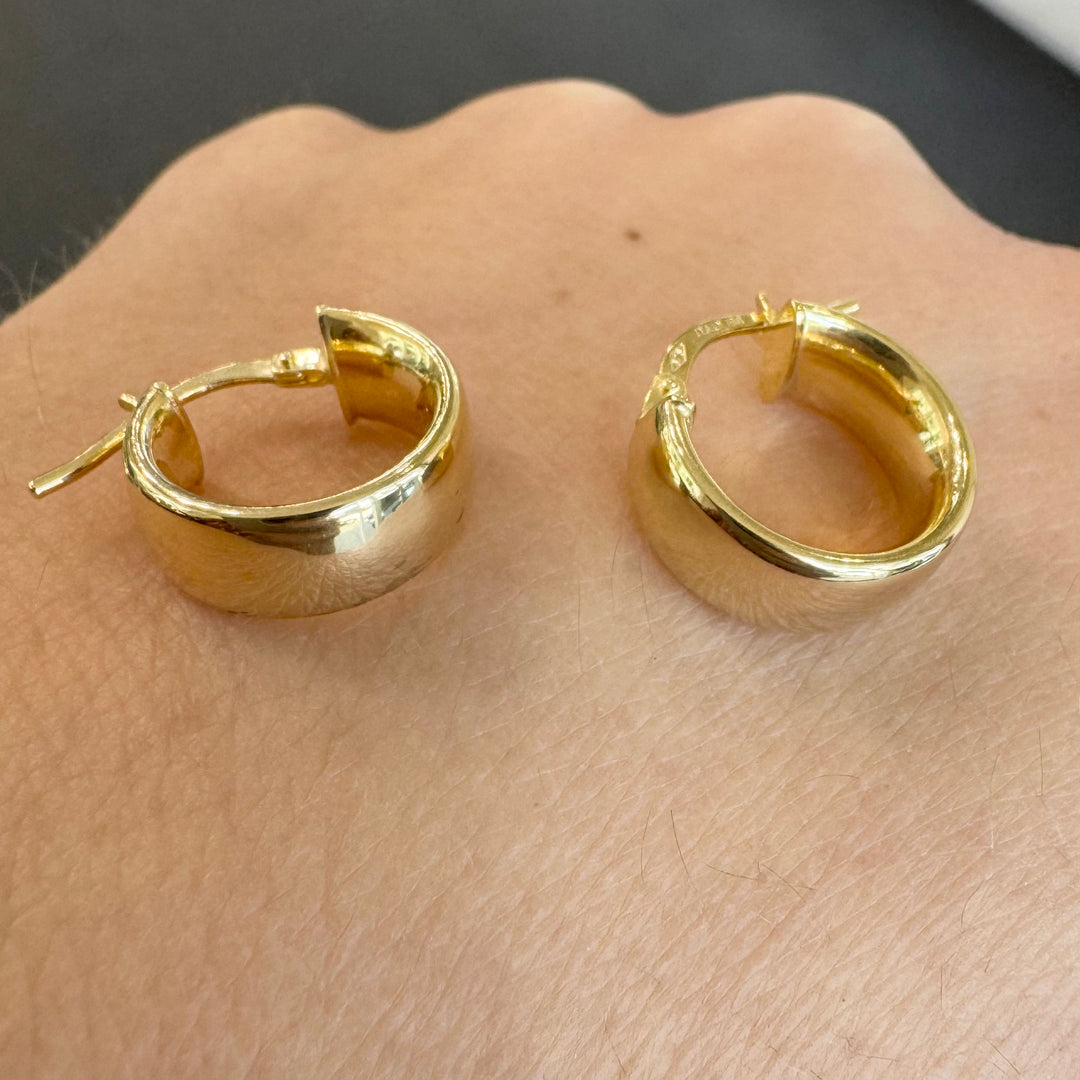 9ct Yellow Gold Chunky Flat Hoop Earrings