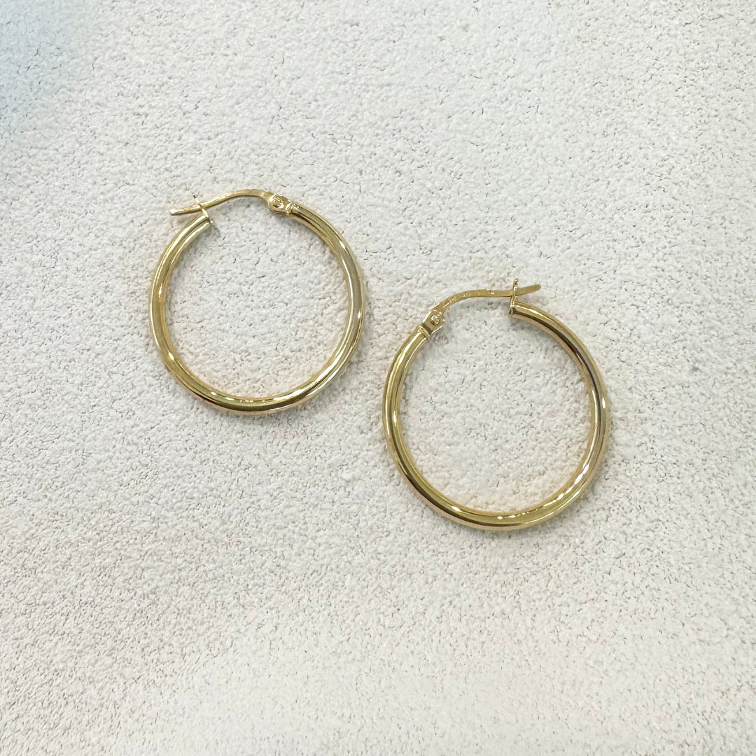 9ct Yellow Gold Fine Tubular Hoop Earrings