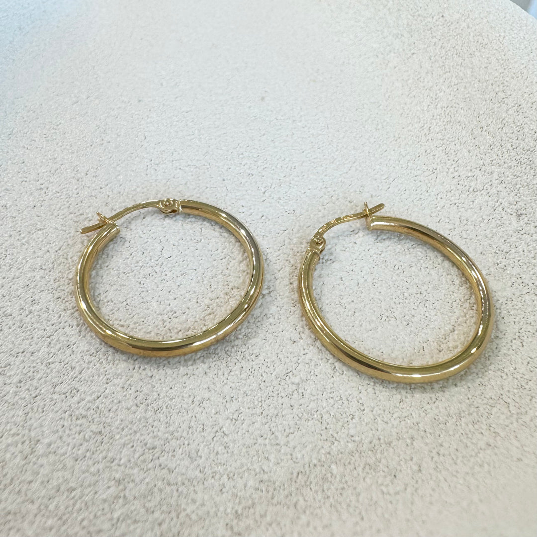 9ct Yellow Gold Fine Tubular Hoop Earrings