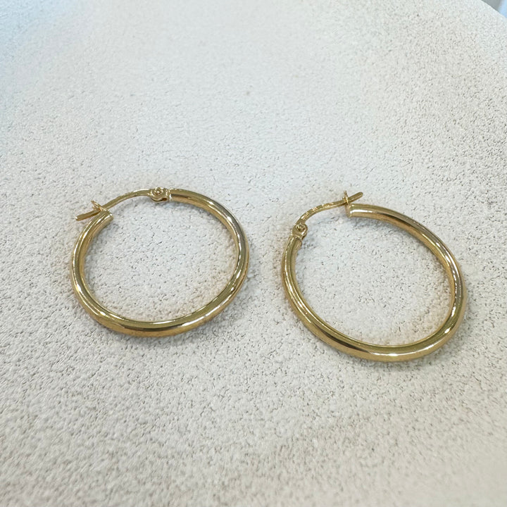 9ct Yellow Gold Fine Tubular Hoop Earrings