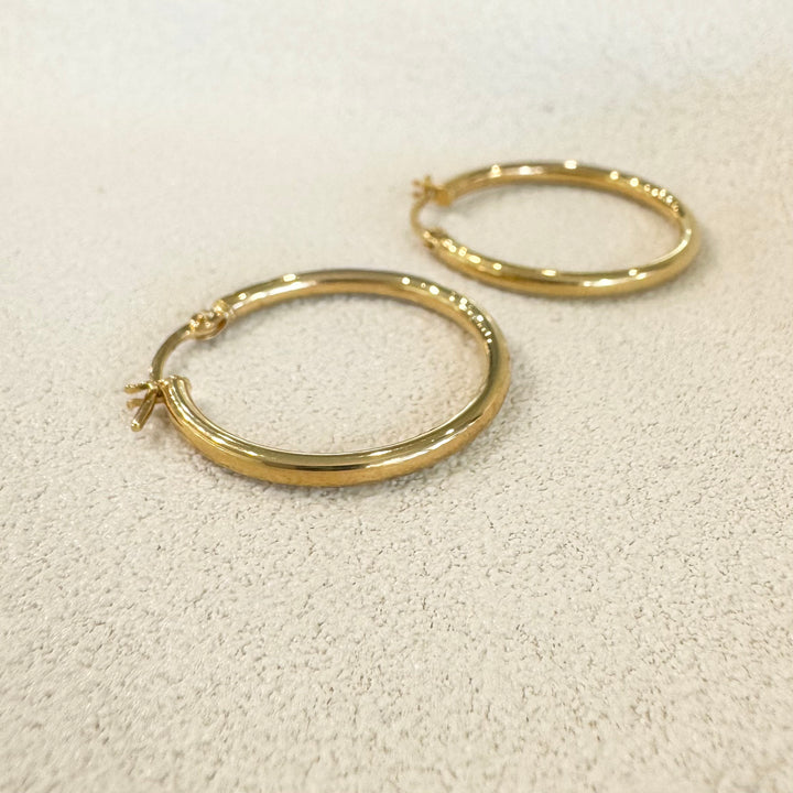 9ct Yellow Gold Fine Tubular Hoop Earrings