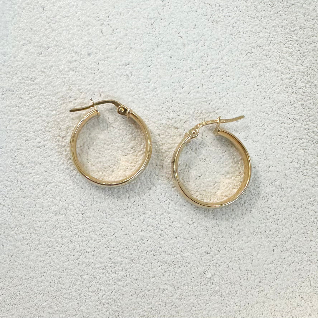 9ct Yellow Gold Half Round Hoop Earrings
