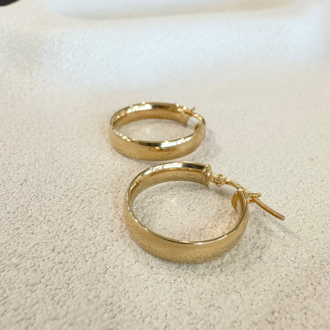 9ct Yellow Gold Half Round Hoop Earrings