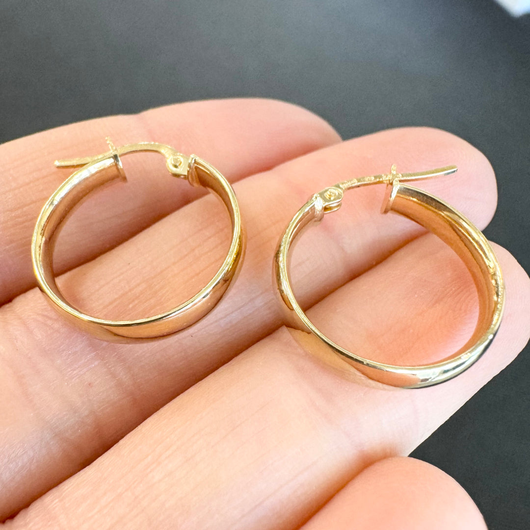 9ct Yellow Gold Half Round Hoop Earrings