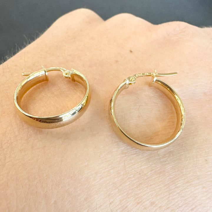9ct Yellow Gold Half Round Hoop Earrings