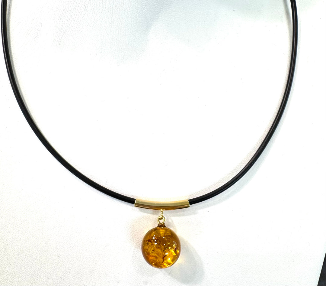 Baltic Amber On Black Cord Necklace