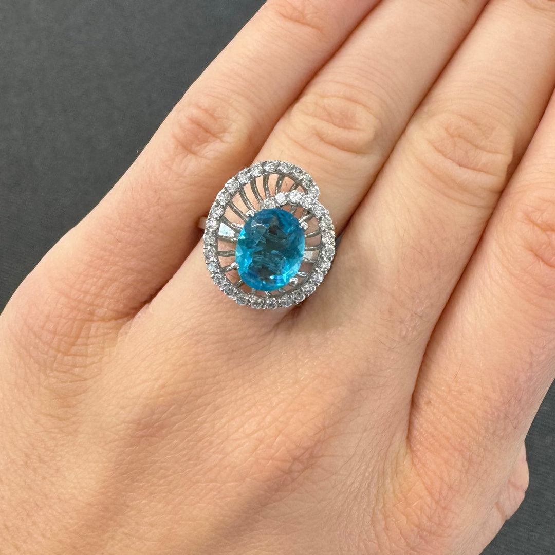 Sterling Silver Blue Stone Fancy Ring
