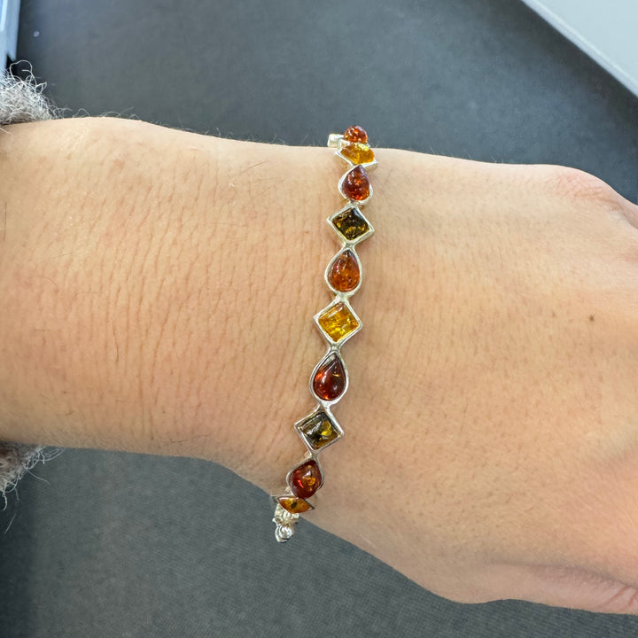 Sterling Silver Baltic Amber Bangle Bracelet