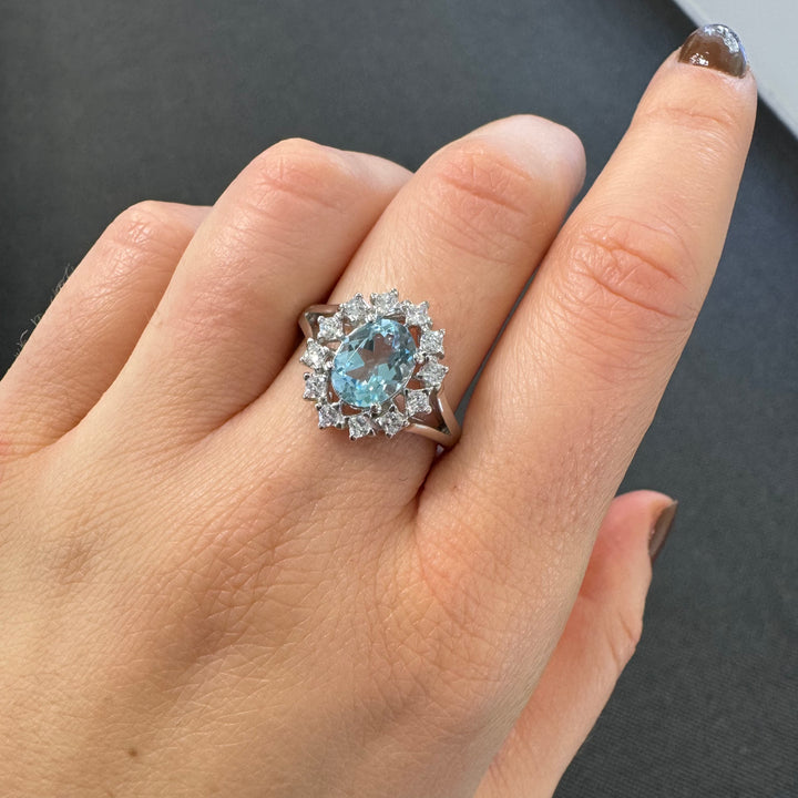 Sterling Silver Fancy Blue Topaz Ring