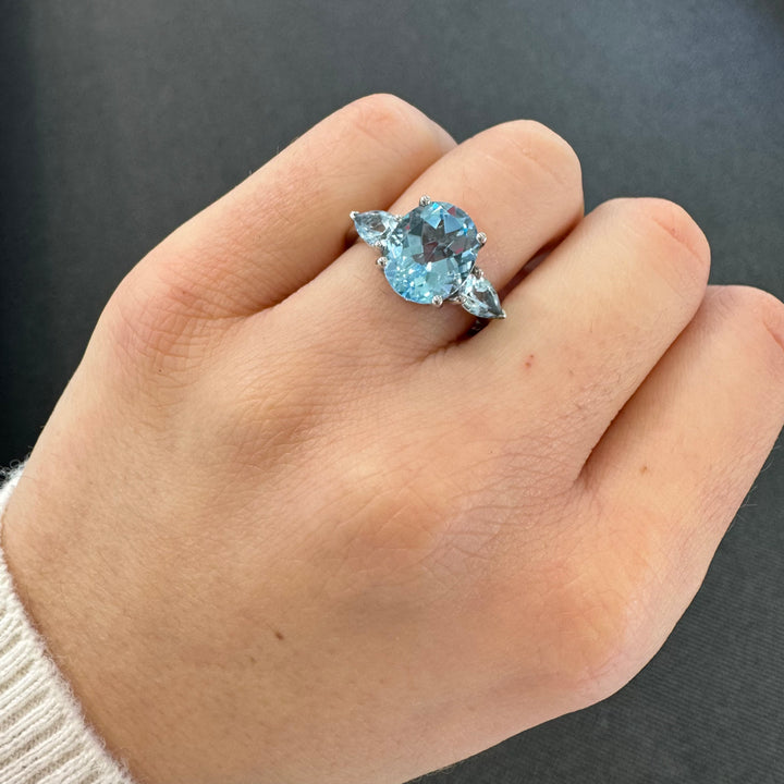 Sterling Silver Trilogy Blue Topaz Ring