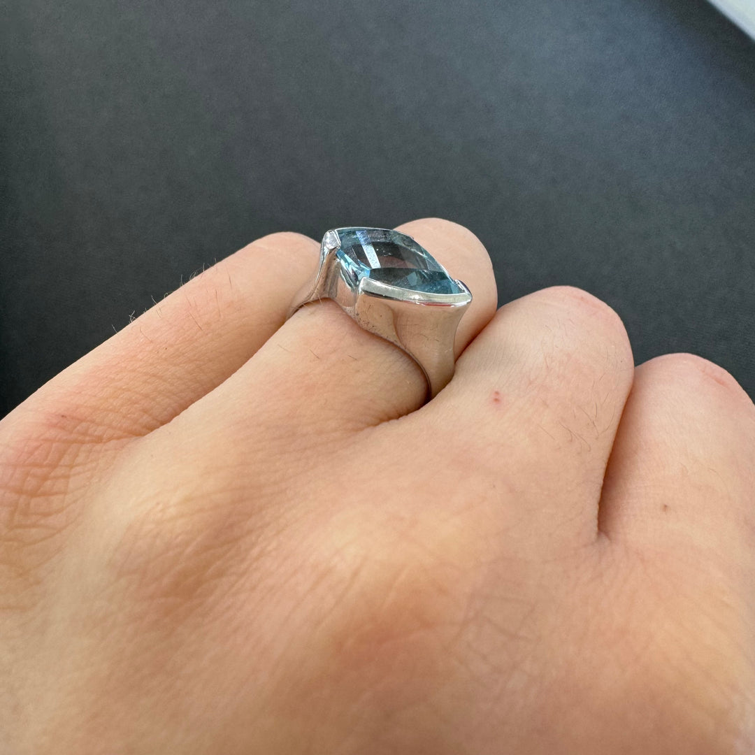 Sterling Silver Faceted Blue Topaz Ring