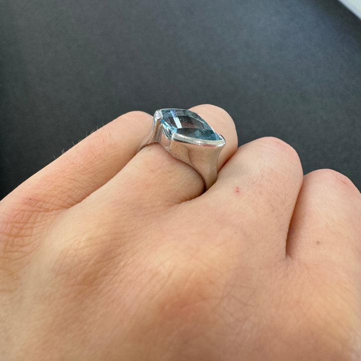 Sterling Silver Faceted Blue Topaz Ring