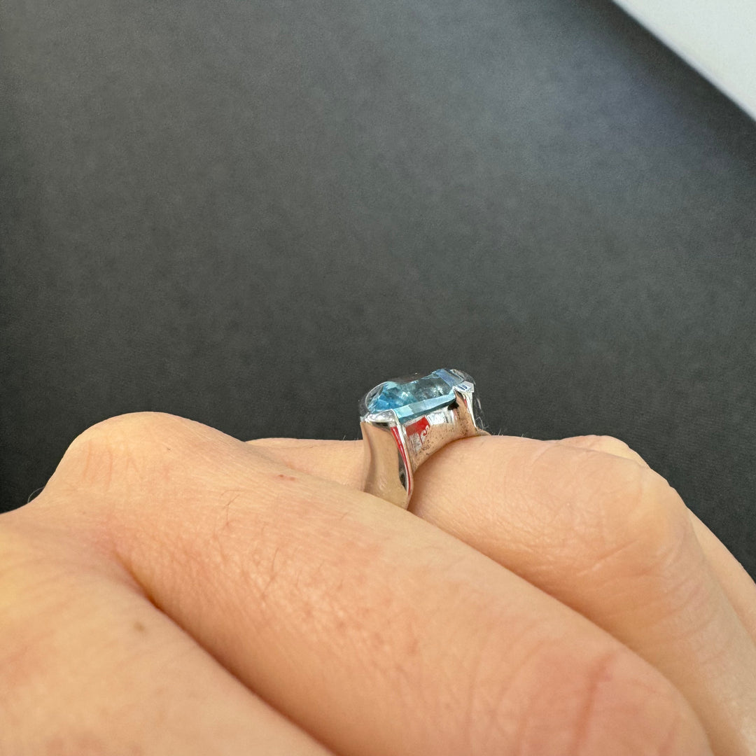 Sterling Silver Faceted Blue Topaz Ring